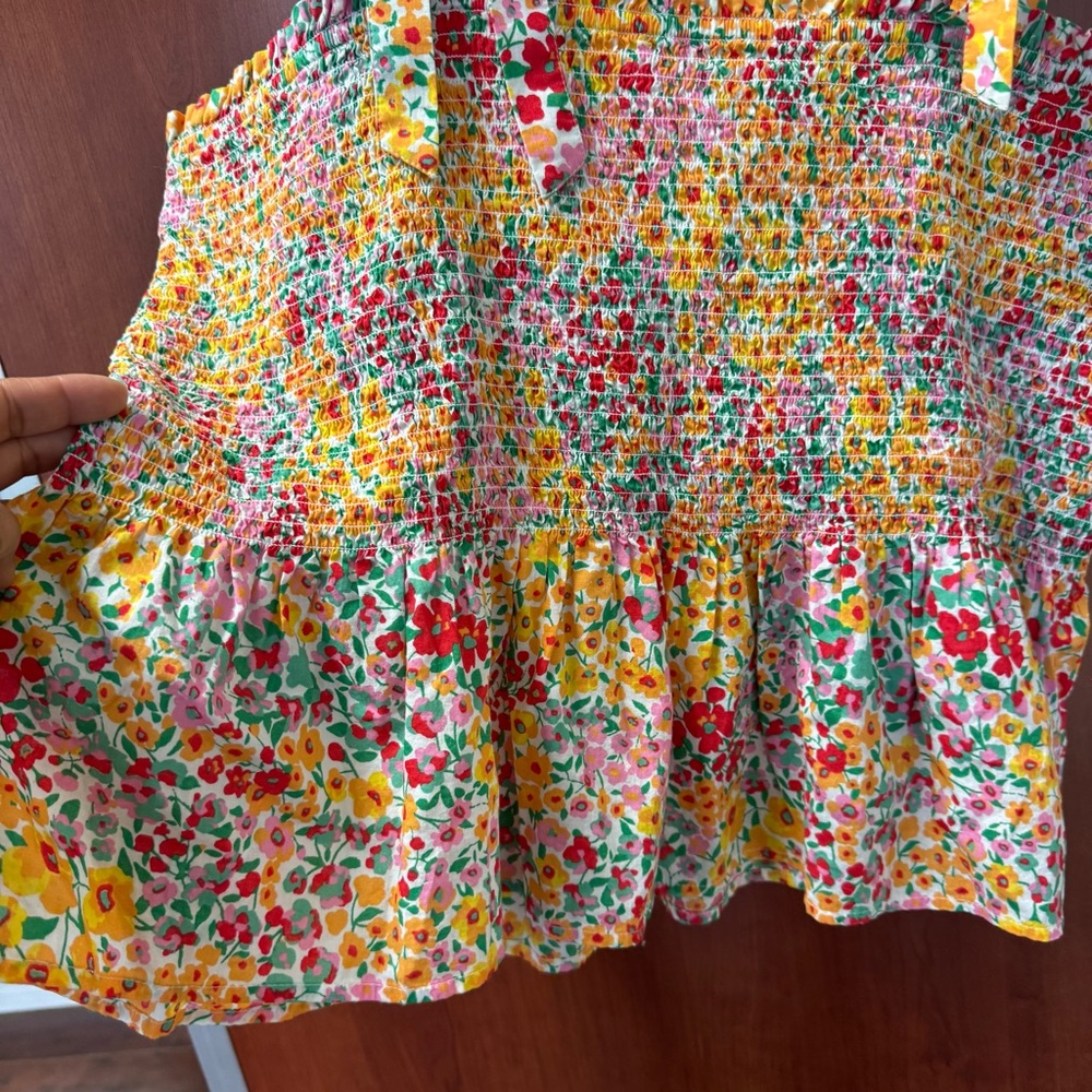J. Crew  Top Dainty Floral Print Cotton Size 2X Peplum Elastic Body  Adjustable - Picture 5 of 13